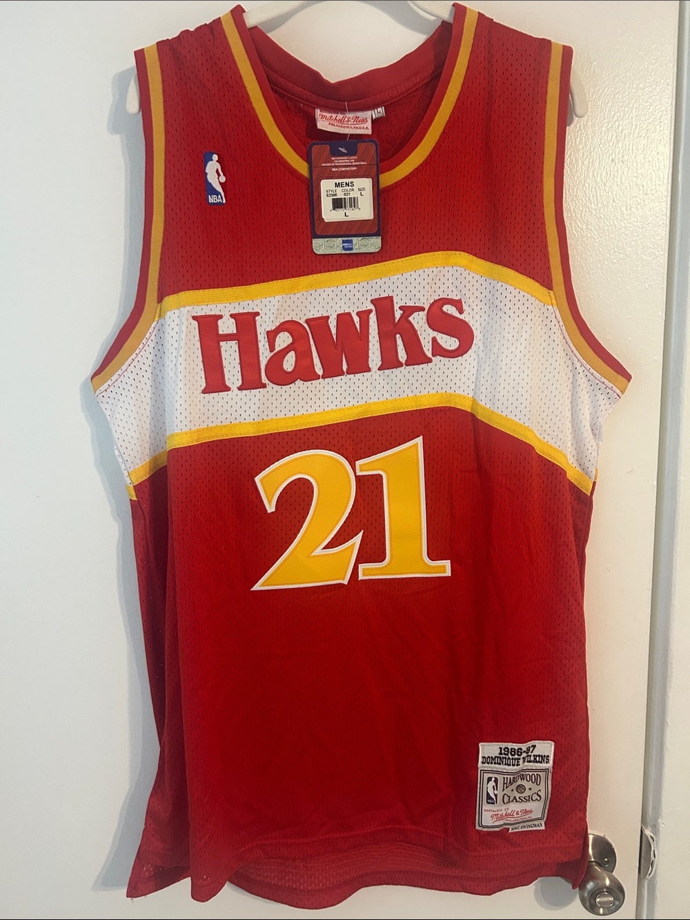 Mitchell & Ness Red Hawks #21 Jersey with Yellow Accents